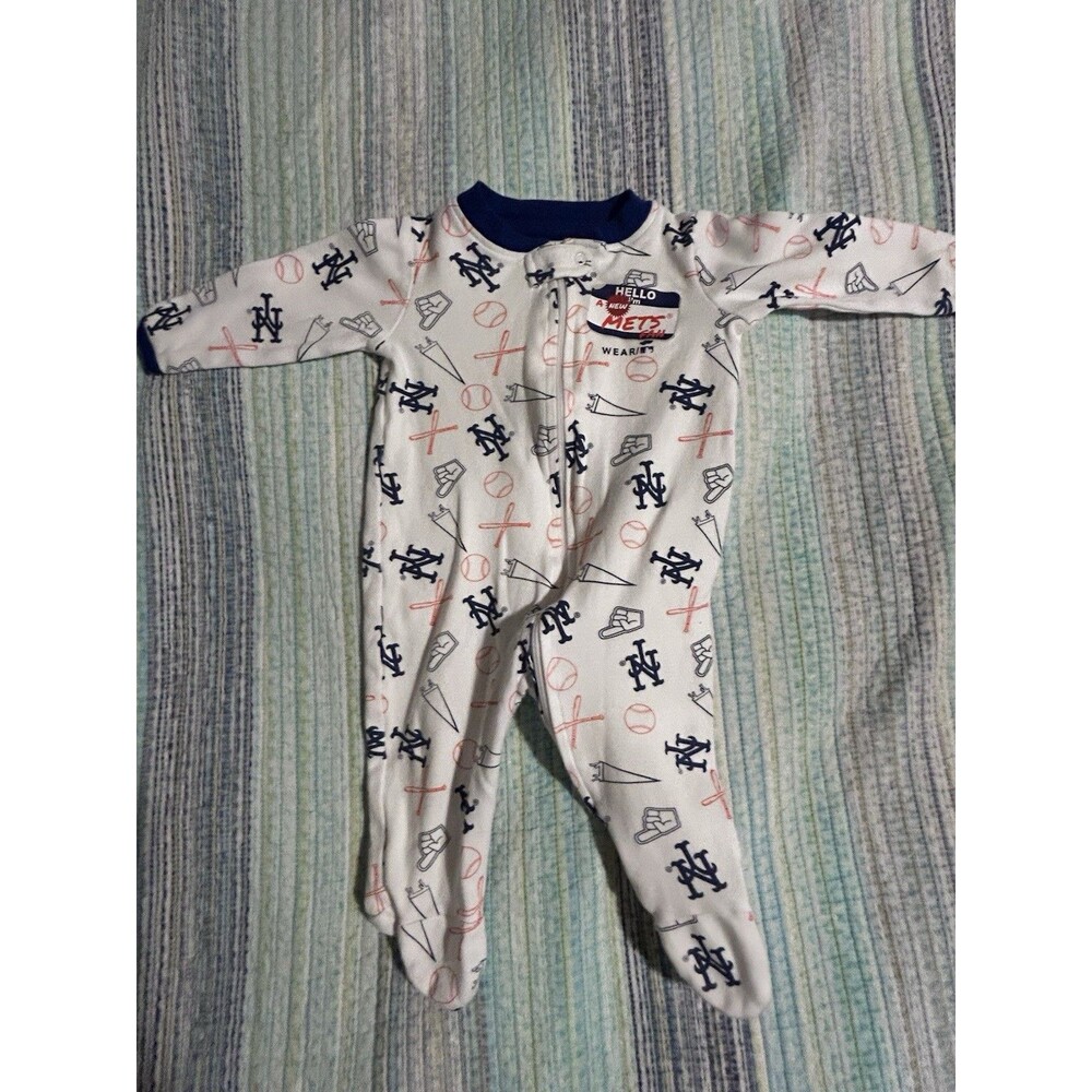 New York Mets Footed Pajamas Wear by Erin Andrews 3-6 Months Infant Baby 1 Pc